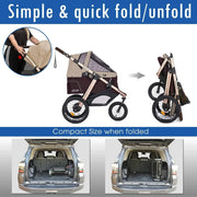 Jogging Sports Stroller with Comfort Rubber Wheels/Zipper-Less Entry/1-Hand Quick Fold/Aluminum Frame for Small/Medium Dogs Cats and Pets (Green Camo)