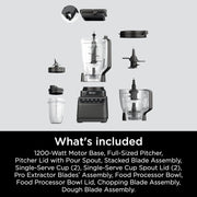 Ninja Mega Kitchen System, 1500 Watt Stand Mixer (2.1 Liters) and Food Processor (8 Cups) with (2) 473 ml Takeaway Cups
