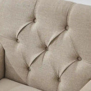 Set of 2 Arm Chair Upholstered Button Tufted Accent Chair with Lumbar Pillow Beige/ Grey/ Light Blue
