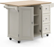 Homestyles Dolly Madison Mobile Kitchen Island Cart, Drop Leaf Breakfast Bar