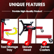 Rotating Engine Stand: Removable Oil Pan and Magnetic Tray, Turbine Turntable, 2 Brake Caster Lockable Wheels, 1,000 Lbs Capacity