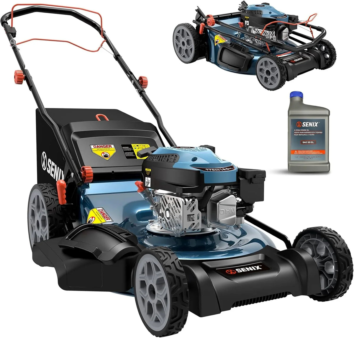 SENIX 20" Gas Lawn Mower, 144 cc Gas Powered Lawnmower, 4-Cycle Engine Walk-Behind