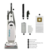 Simplicity Vacuums Allergy Bagged Vacuum Cleaner for Carpet and Hardwood, Multi Surface Upright Vacuum Cleaner with Certified HEPA Vacuum, Pet Vacuum, S20EZM