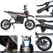 Electric Dirt Bike for Kids,36V Ride on Motorcycle,Up to 15.5MPH,350W Brushless Motor,LED Headlight,Leather Seat,Front and Back Brakes,Electric Motorcycle for Kids Age 8-16,Max Load 175lbs