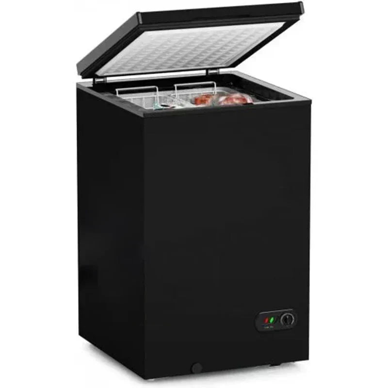Chest Freezer – 3.5 Cu Ft with 2 Removable Baskets – Reach In Freezer Chest – Quiet Compact Freezer – 7 Temperature Settings – Black