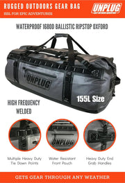 UNPLUG Ultimate Adventure Bag -1680D Heavy Duty Waterproof Travel Duffel Bags for Camping, Motorcycle Dry Bag, Waterproof Bags for Boating, Waterproof Duffle Backpack,Tactical Duffle Bag
