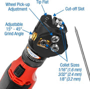 DXCL Hand-Held Cordless Tungsten Sharpener Grinder, Adjustable 15°- 45°, Diamond Ground Tapers (Auburn Red/Auburn R