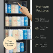 hOmeLabs Beverage Refrigerator and Cooler - 120 Can Mini Fridge with Glass Door for Soda Beer or Wine
