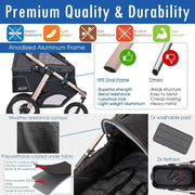 Jogging Sports Stroller with Comfort Rubber Wheels/Zipper-Less Entry/1-Hand Quick Fold/Aluminum Frame for Small/Medium Dogs Cats and Pets (Green Camo)
