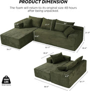 Cloud Sectional Couch with L-Shape Chaise,Modern Modular Sofa with Deep Seat, Upholstered Couches for Living Room Bedroom,No Assembly Required, Beige (Left Facing Chaise)