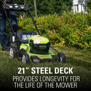 80V Battery-Powered Lawn Mower, 53 cm (21 inch), Self-Propelled, Brushless | Greenworks