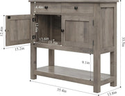 HOSTACK Farmhouse Console Table with 2-Door Cabinet & 2 Drawers, Coffee Bar, Entryway Table with Storage Shelf, Sofa Tables Buffet Sideboard for Kitchen, Hallway, Dining, Living Room, Rustic Brown