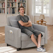 3-in-1 Pull-Out Sofa Bed Sleeper Chair , Convertible Adjustable Foldable Upholstered Lounge Couch