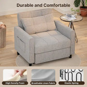 3-in-1 Pull-Out Sofa Bed Sleeper Chair , Convertible Adjustable Foldable Upholstered Lounge Couch