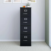 STAPLES 4-Drawer File Cabinet, Lockable, Black, 25"D x 15"W