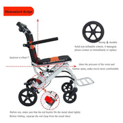 Ultra-Light Portable Folding Wheelchair, Travel-Friendly with Handbrake, 220 lbs Capacity, Ideal for Elderly & Children, 34.232.6 Unfolded Dimensions
