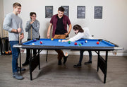 Hathaway Fairmont 6 Ft Portable Pool Table, Adults Folding Billiards Tables for Game Room with Easy Foldable Storage, Includes Full Set of Billiard Balls, Cues, Chalk & Brush