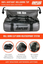 UNPLUG Ultimate Adventure Bag -1680D Heavy Duty Waterproof Travel Duffel Bags for Camping, Motorcycle Dry Bag, Waterproof Bags for Boating, Waterproof Duffle Backpack,Tactical Duffle Bag