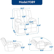 Lazy Boy Swivel Rocker Fabric Recliner Chair, Overstuffed Large Manual Recliner Glider with Pillow Top Arms and Cushion Back
