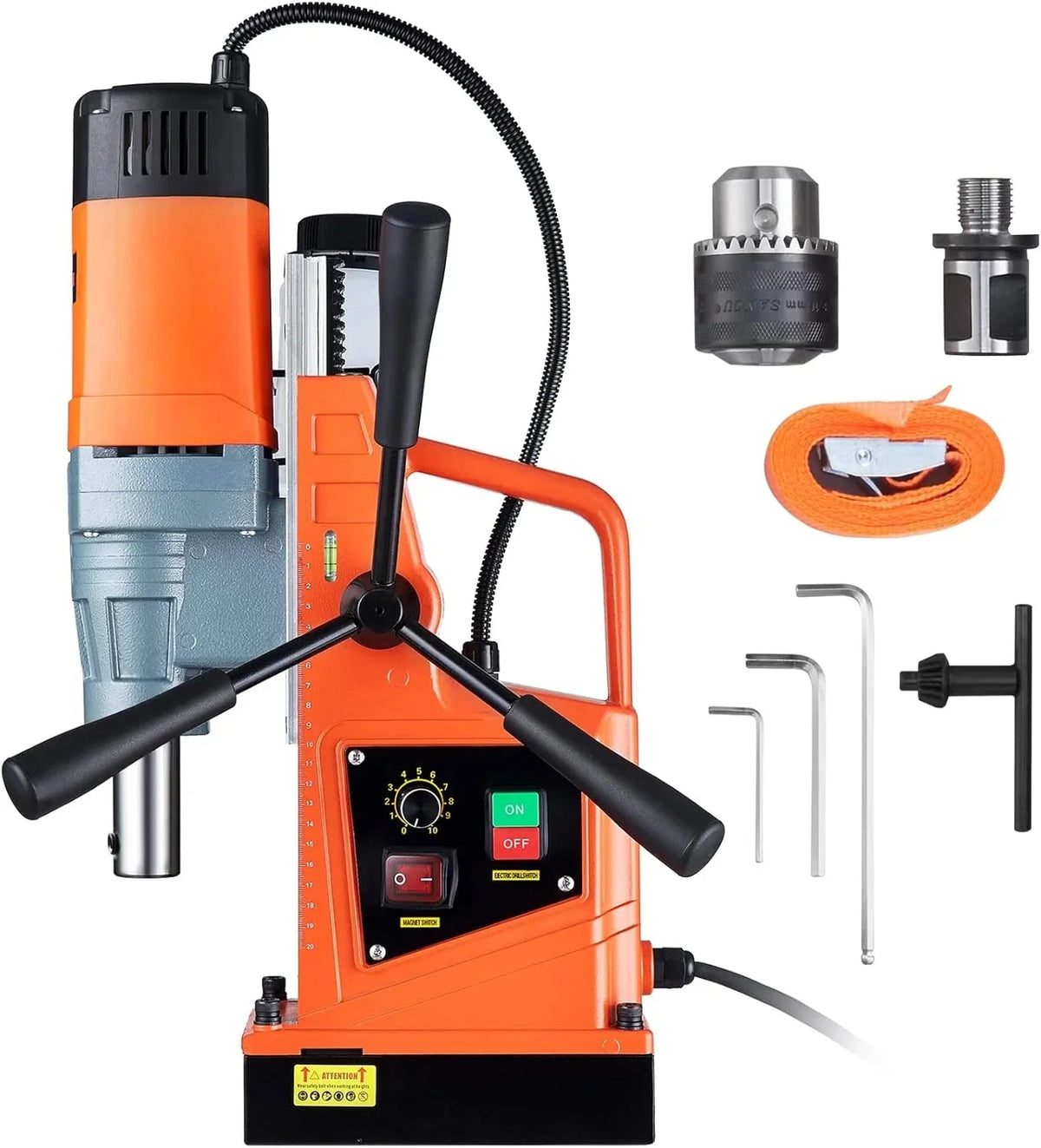 Mag Drill Press, 1550W 2" Boring Diameter, 2922lbf Power Magnetic Drill, 500 PRM, 10-Speed, Electric Drilling Machine for Metal Surface, Industrial and Home Improvement