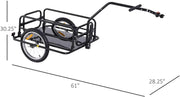Foldable Bike Cargo Trailer, 80lbs Capacity, 16′′ Wheels, Black, with Hitch