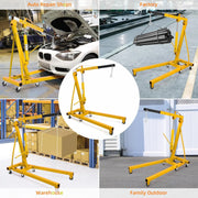 Joankaren 2 Ton Folding Hydraulic Engine Hoist, Heavy - Duty Engine Shop Crane Hoist Lift, Heavy Cherry Picker with 6