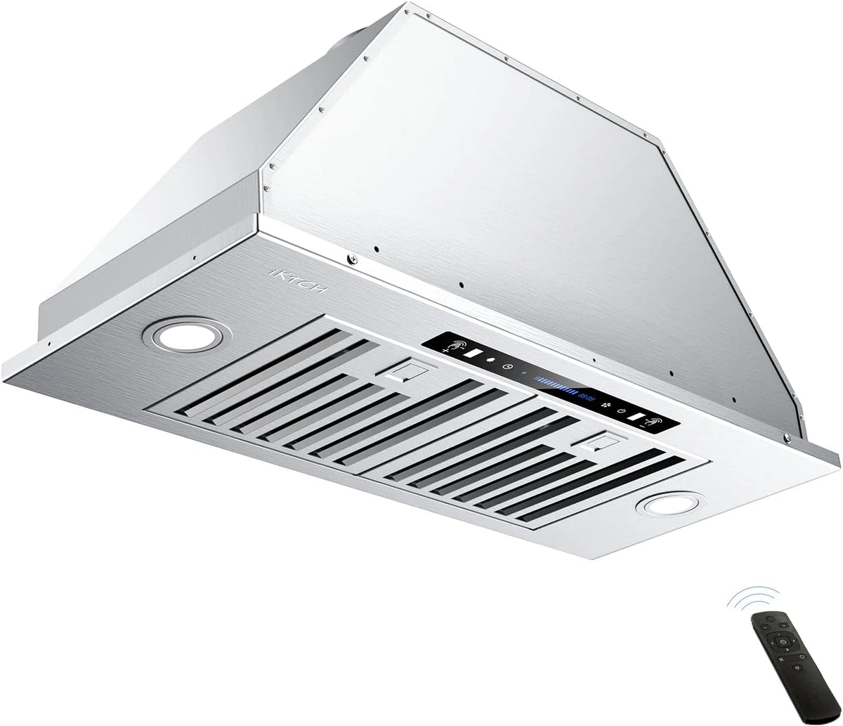30 inch Built-in/Insert Range Hood 900 CFM, Ducted/Ductless Convertible Duct, Stainless Steel Kitchen Vent Hood with 4 Speed Gesture Sensing&Touch Control Panel(IKB01-30)