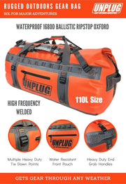 UNPLUG Ultimate Adventure Bag -1680D Heavy Duty Waterproof Travel Duffel Bags for Camping, Motorcycle Dry Bag, Waterproof Bags for Boating, Waterproof Duffle Backpack,Tactical Duffle Bag