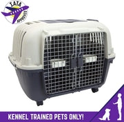 Designs Plastic Kennels Rolling Plastic Airline Approved Wire Door Travel Dog Crate, XXX-Large, Gray