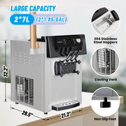 Garvee 2200W Commercial Ice Cream Machine, 3 Flavor Soft Serve Ice Cream Machine, 5.3-7.4 Gal/Hr, with LCD Touch Screen, Automatic Cleaning, High Productivity for Home Snack Bar & Restaurants