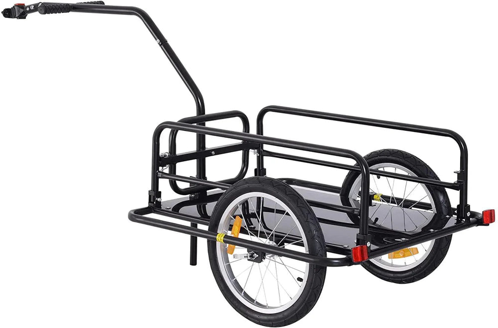 Foldable Bike Cargo Trailer, 80lbs Capacity, 16′′ Wheels, Black, with Hitch
