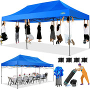 COBIZI 10x20 Heavy Duty Pop up Canopy Tent with 6 sidewalls Easy Up Commercial Outdoor Canopy Wedding Party Tents for Parties All Season Wind & Waterproof Gazebo with Roller Bag,Black(Frame Thickened)