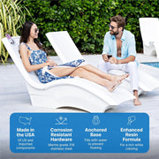 Pool Lounger, Fade-Resistant, Waterproof Patio Furniture, Pool Lounge Chair for Sun Shelf, Use in Pools with Shelves Up to 9-Inches Deep or Outside Pool Deck, Weighted, White