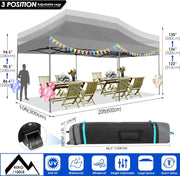 COBIZI 10x20 Heavy Duty Pop up Canopy Tent with 6 sidewalls Easy Up Commercial Outdoor Canopy Wedding Party Tents for Parties All Season Wind & Waterproof Gazebo with Roller Bag,Black(Frame Thickened)