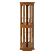 Corner Curio Cabinet with Lights, Adjustable Tempered Glass Shelves, Mirrored Back, Display Cabinet