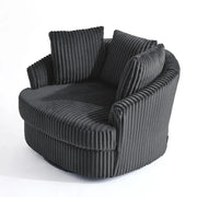 2 Set Oversized 43 W Plush Corduroy Swivel Barrel Chair with Pillows