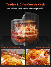 Nuwave Duet Air Fryer and Electric Pressure Cooker Combo with 2 Switchable Lids, 300 FoolProof One Touch Presets, Crisp&Tender Tech, 6QT Heavy duty Stainless Steel Pot, 15 Safety Features : Home & Kitchen