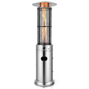 41000 BTU Standing Propane Patio Heater with Wheels, Stainless Steel Round Glass Tube Gas Outdoor Heater