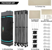 COBIZI 10x20 Heavy Duty Pop up Canopy Tent with 6 sidewalls Easy Up Commercial Outdoor Canopy Wedding Party Tents for Parties All Season Wind & Waterproof Gazebo with Roller Bag,Black(Frame Thickened)