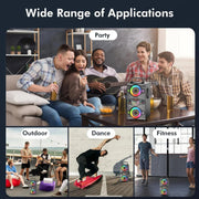 Speakers, 60W Portable Wireless Loud Outdoor Home Party Bluetooth Speaker with Subwoofer, FM Radio, LED Colorful Lights, Microphone, Remote and Big Powerful Stereo Deep Bass Sound Boombox