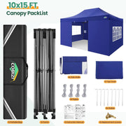 COBIZI 10x20 Heavy Duty Pop up Canopy Tent with 6 sidewalls Easy Up Commercial Outdoor Canopy Wedding Party Tents for Parties All Season Wind & Waterproof Gazebo with Roller Bag,Black(Frame Thickened)