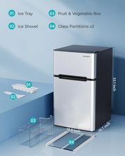3.2 Cu.Ft Mini Fridge with Freezer – 2-Door Compact Refrigerator for Bedroom, Dorm, Office or Apartment, Silver3.2 Cu.Ft Mini Fridge with Freezer – 2-Door Compact Refrigerator for Bedroom, Dorm, Office or Apartment, Silver