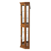 Corner Curio Cabinet with Lights, Adjustable Tempered Glass Shelves, Mirrored Back, Display Cabinet