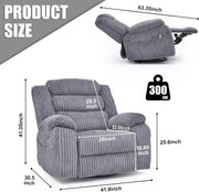 Electric rotary rocker lounge chair for adults with massage and calories, USB and C charging ports