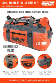 UNPLUG Ultimate Adventure Bag -1680D Heavy Duty Waterproof Travel Duffel Bags for Camping, Motorcycle Dry Bag, Waterproof Bags for Boating, Waterproof Duffle Backpack,Tactical Duffle Bag