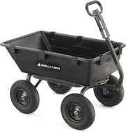 Heavy Duty Poly Utility Dump Wagon Garden Cart w/Pneumatic Tires, 6 Cu Ft - 1200 lb Capacity Outdoor Wheelbarrow for Yard, Landscaping & Gardening, Lawn Tractor or ATV Towable-Gorilla Carts