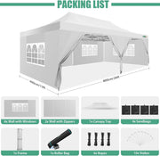 COBIZI 10x20 Heavy Duty Pop up Canopy Tent with 6 sidewalls Easy Up Commercial Outdoor Canopy Wedding Party Tents for Parties All Season Wind & Waterproof Gazebo with Roller Bag,Black(Frame Thickened)