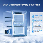 Beverage Refrigerator Cooler - 126 Can Mini Fridge Glass Door for Drinks Soda Beer Wine - Small Refrigerator for Office Bedroom Home Bar, 4 Adjustable Shelves, 3.2 Cu.Ft, Silver