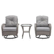 3 Pieces Outdoor Swivel Rocker Patio Chairs, 360 Degree Rocking Patio Conversation Set