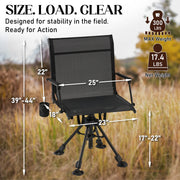 Danrelax 360 Silent Camo Hunting Blind Chair, Armrests, Side Pouch, Telescopic Legs